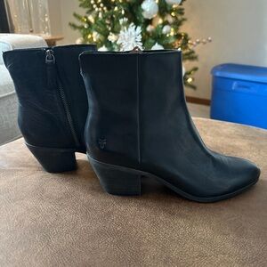 Frye Black Leather Ankle Booties